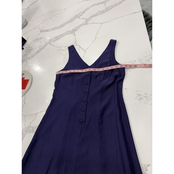 Dress Womens 8 Purple Sleeveless Button Front V Neck Maxi A Line Casual Summer - Picture 6 of 9